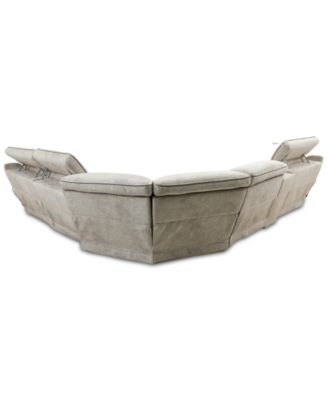 Sebaston 6-Pc. Fabric Sectional with 3 Power Motion Recliners and 1 USB Console, Created for Macy's