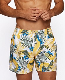 BOSS Men's Leaf-Print Swim Shorts