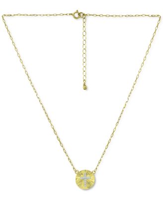 Cubic Zirconia Cross Disc Pendant Necklace, 16" + 2" extender, Created for Macy's