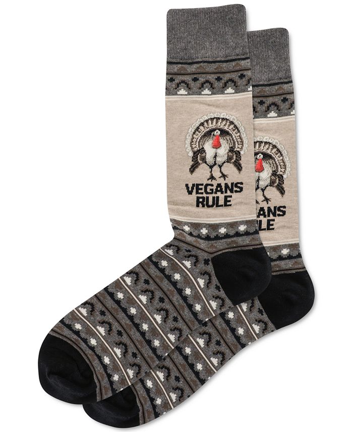 Hot Sox Men's Vegans Rule Crew Socks Macy's
