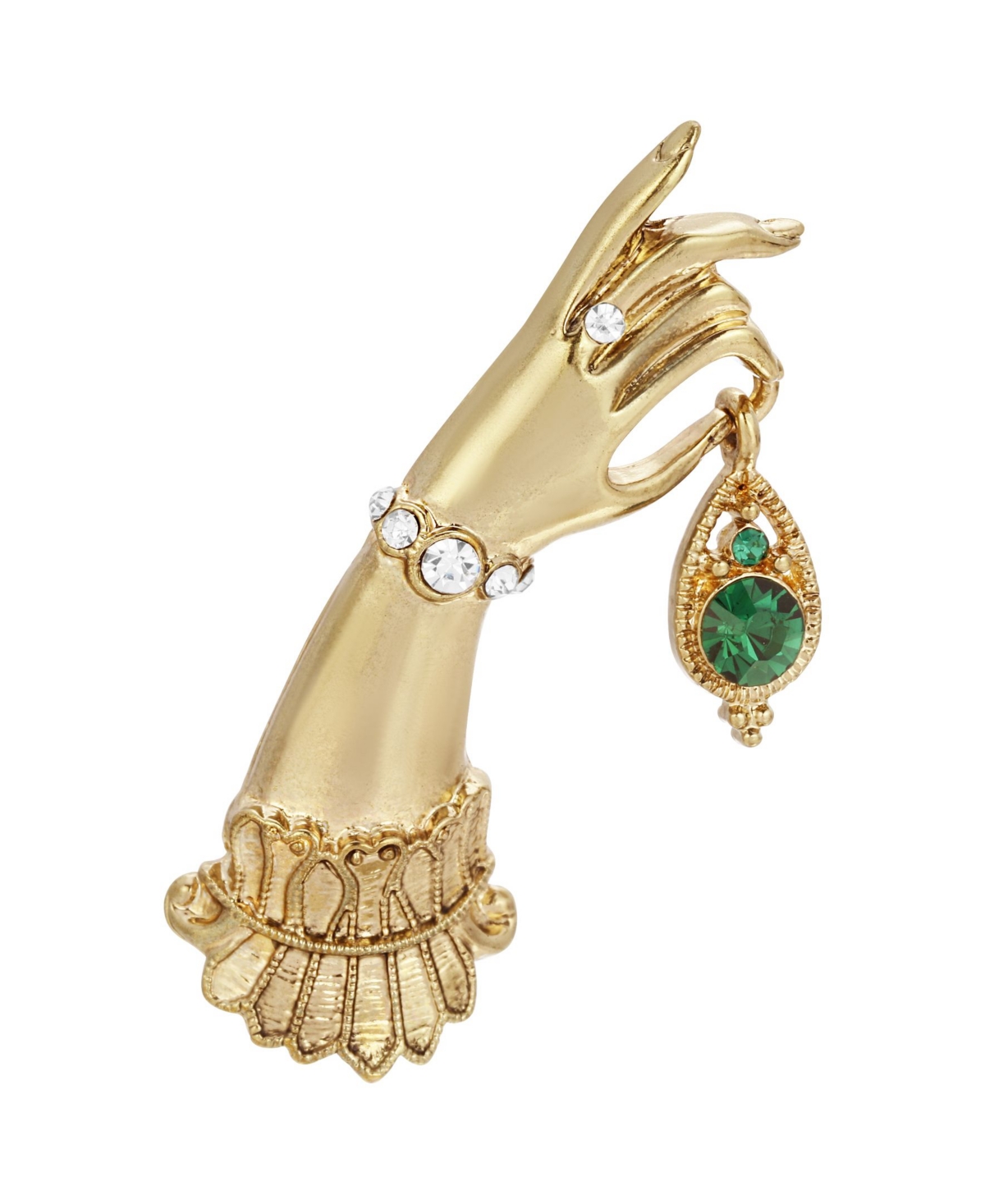 Woman's Crystal Hand Pin - Silver-Tone