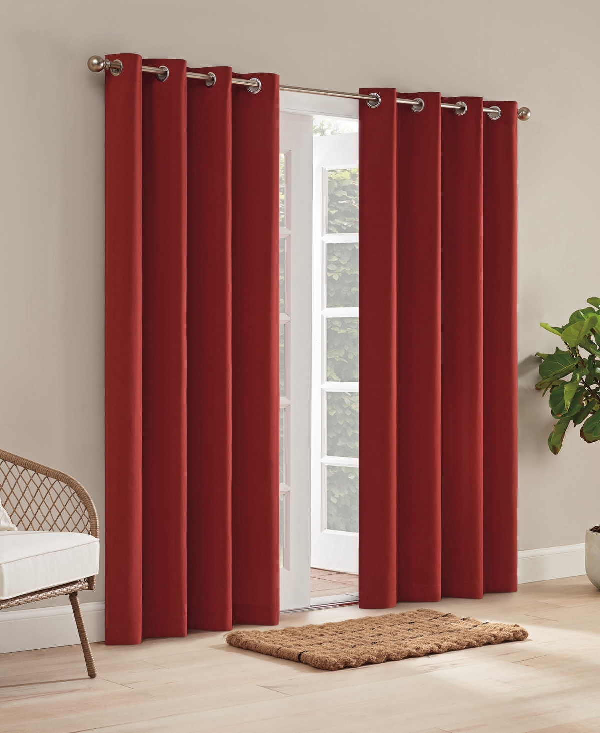 Sun N Shade Hampton Solid Indoor/Outdoor Grommet Panel, 108" x 52" - Red