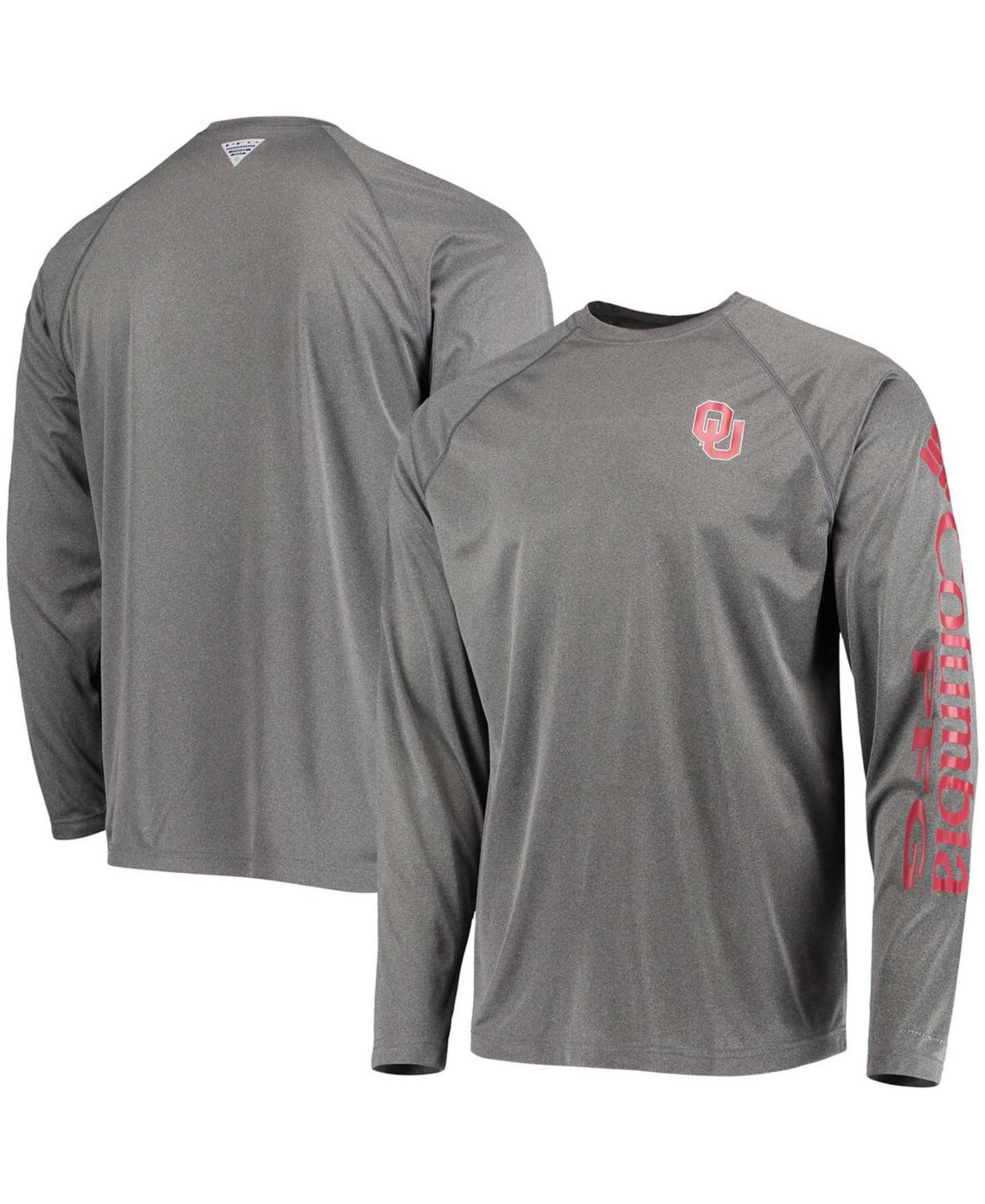 Мужская футболка Columbia Charcoal Oklahoma Sooners PFG Terminal Tackle Omni-Shade Long Sleeve — фото 2