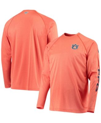 Columbia Men's Auburn Tigers Orange Heathered Terminal Tackle Long Sleeve T-Shirt, Small