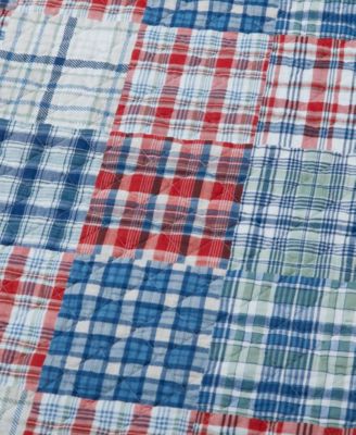 Raeford Blue Cotton Reversible 3 Piece Quilt Set, Full/Queen