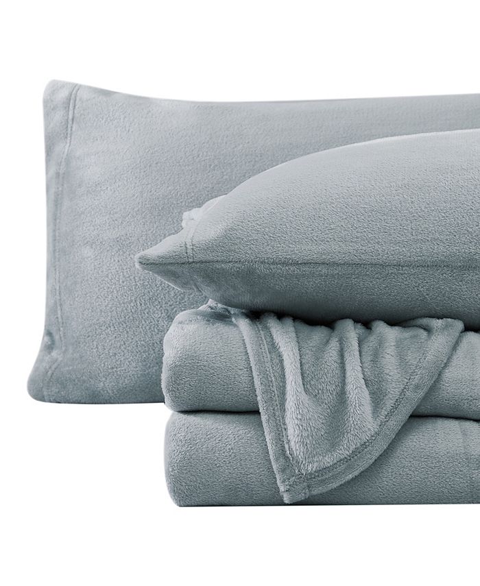 Nautica CLOSEOUT Hadlock Solid Plush Fleece 4 Piece Sheet Set