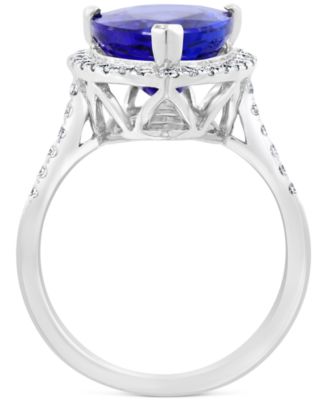 EFFY&reg; Tanzanite (6 ct. t.w.) & Diamond (3/8 ct. t.w.) Halo Ring in 14k White Gold