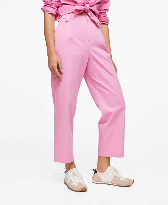MANGO Women's Cotton Pleated Pants Macy's