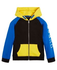 Big Boys Eco French Terry Color Block Logo Zip Front Hoodie