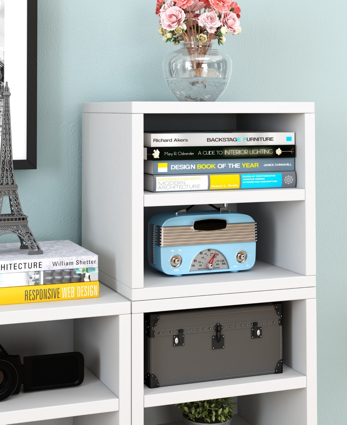 Eco Stackable Connect Storage Cube with Shelf - White
