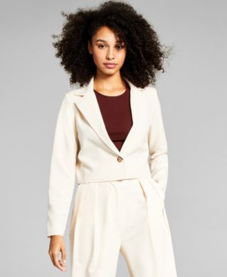 cream cropped blazer