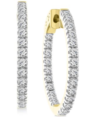 Macy's - Diamond Inside-Out Hoop Earrings (2 ct. t.w.) in 14k Gold