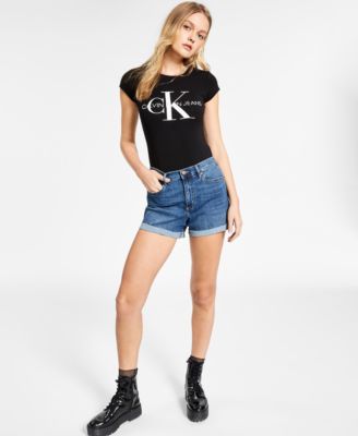 Calvin Klein Jeans - High-Rise Roll-Cuff Jean Shorts