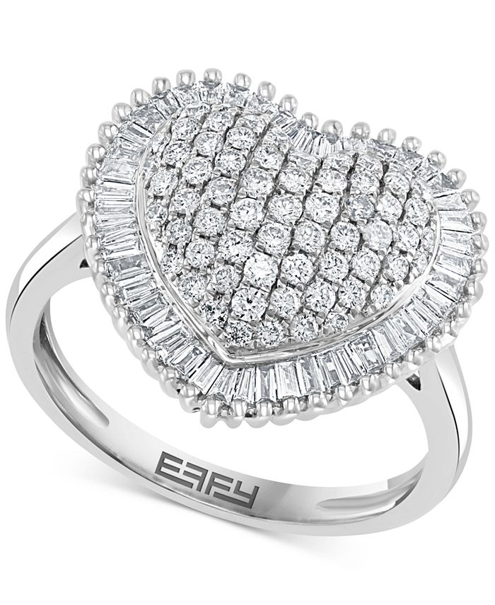 EFFY Collection - Diamond Halo Cluster Heart Ring (3/4 ct. t.w.) in 14k White Gold