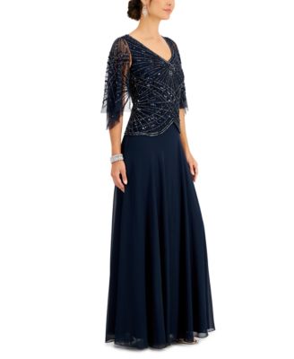 J Kara Beaded Chiffon Dress