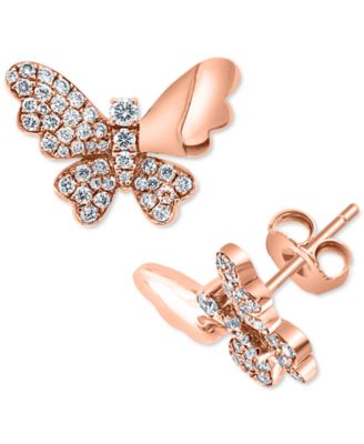 rose gold butterfly stud earrings