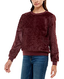 Juniors' Faux-Fur Quilted Sweater