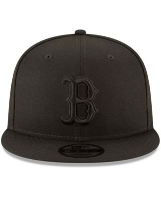 Men's Black Boston Red Sox Black on Black 9FIFTY Team Snapback Adjustable Hat