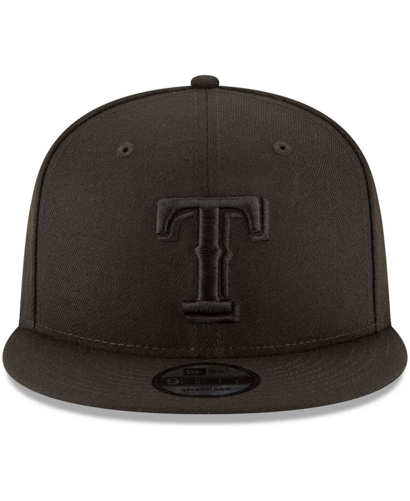 Мужская кепка New Era Black Texas Rangers Black on Black 9FIFTY Team Snapback Adjustable Hat — фото 4