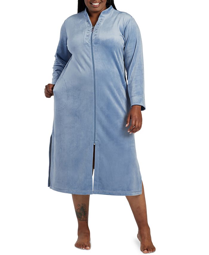 Miss Elaine Petite Embroidered Long Zipper Robe Macy's