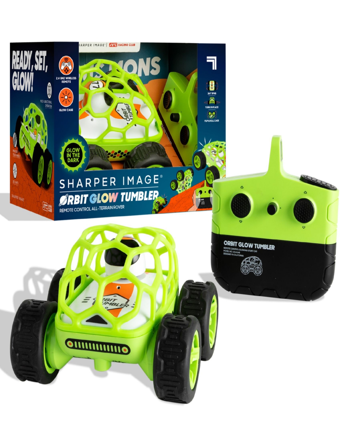 Sharper Image Orbit Tumbler Glow-in-the-dark All-terrain Rover Toy In Bright Green