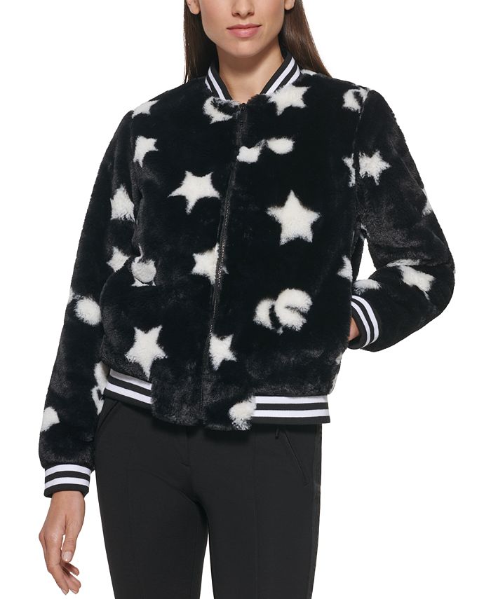 Karl Lagerfeld Paris Faux Fur Star Motif Jacket Macy s