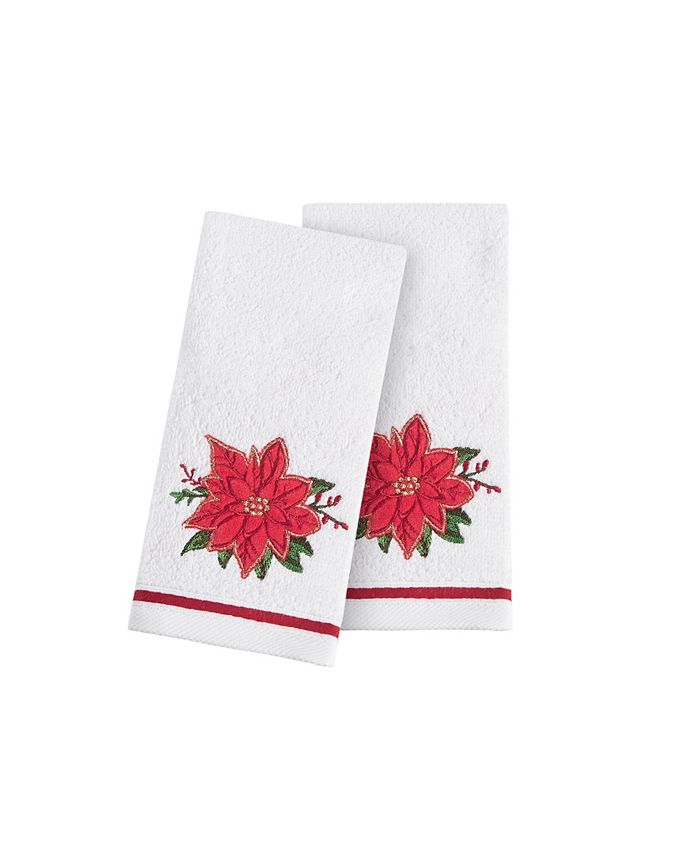 Martha Stewart Collection Poinsettia Embroidered Fingertip Towel