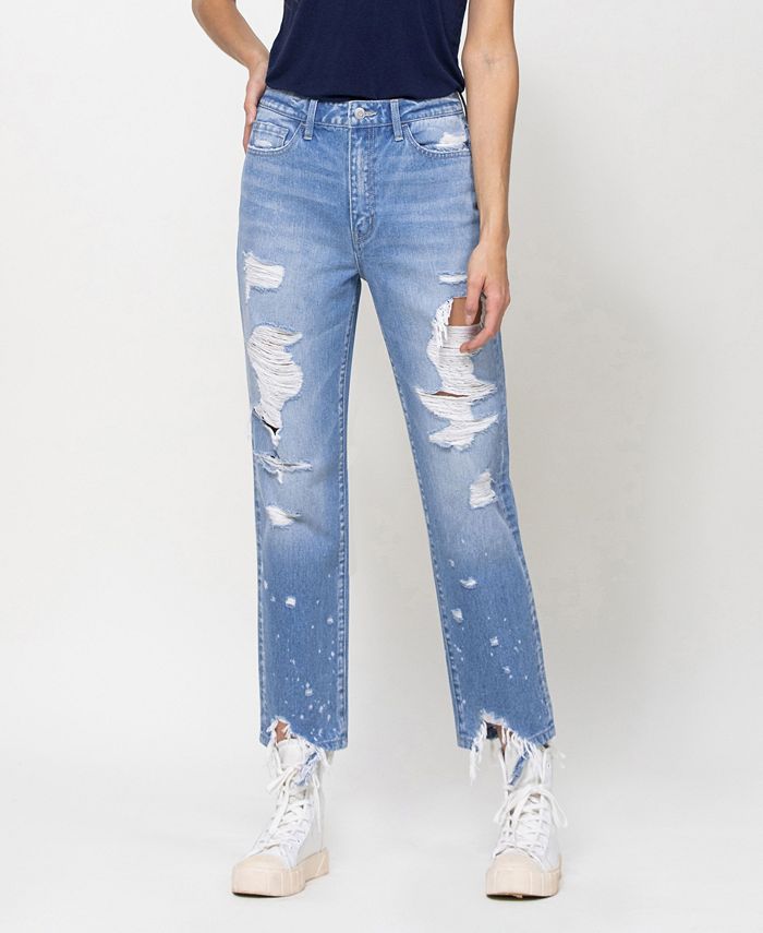 FLYING MONKEY Women s Distressed Super High Rise Rigid Straight
