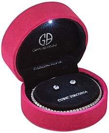2-Pc. Set Cubic Zirconia Tennis Bracelet & Stud Earrings in Sterling Silver, Created for Macy's