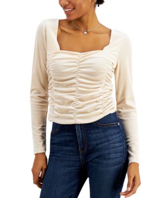 Love, Fire - Juniors' Ruched Velvet Top