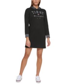 Metallic-Trim Hoodie Dress