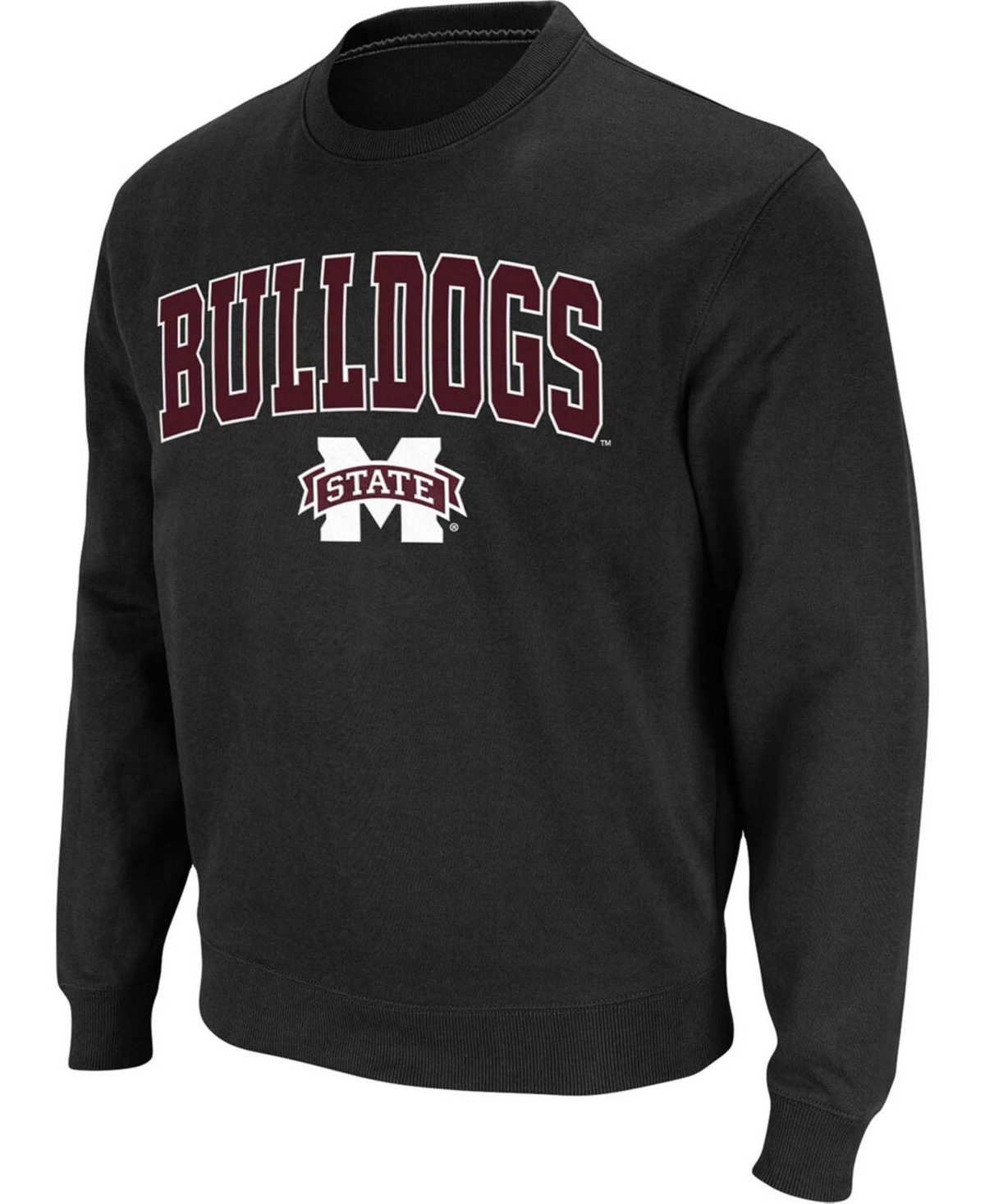 Shop Colosseum Men's  Black Mississippi State Bulldogs Arch & Logo Tackle Twill Pullover Sweatshirt