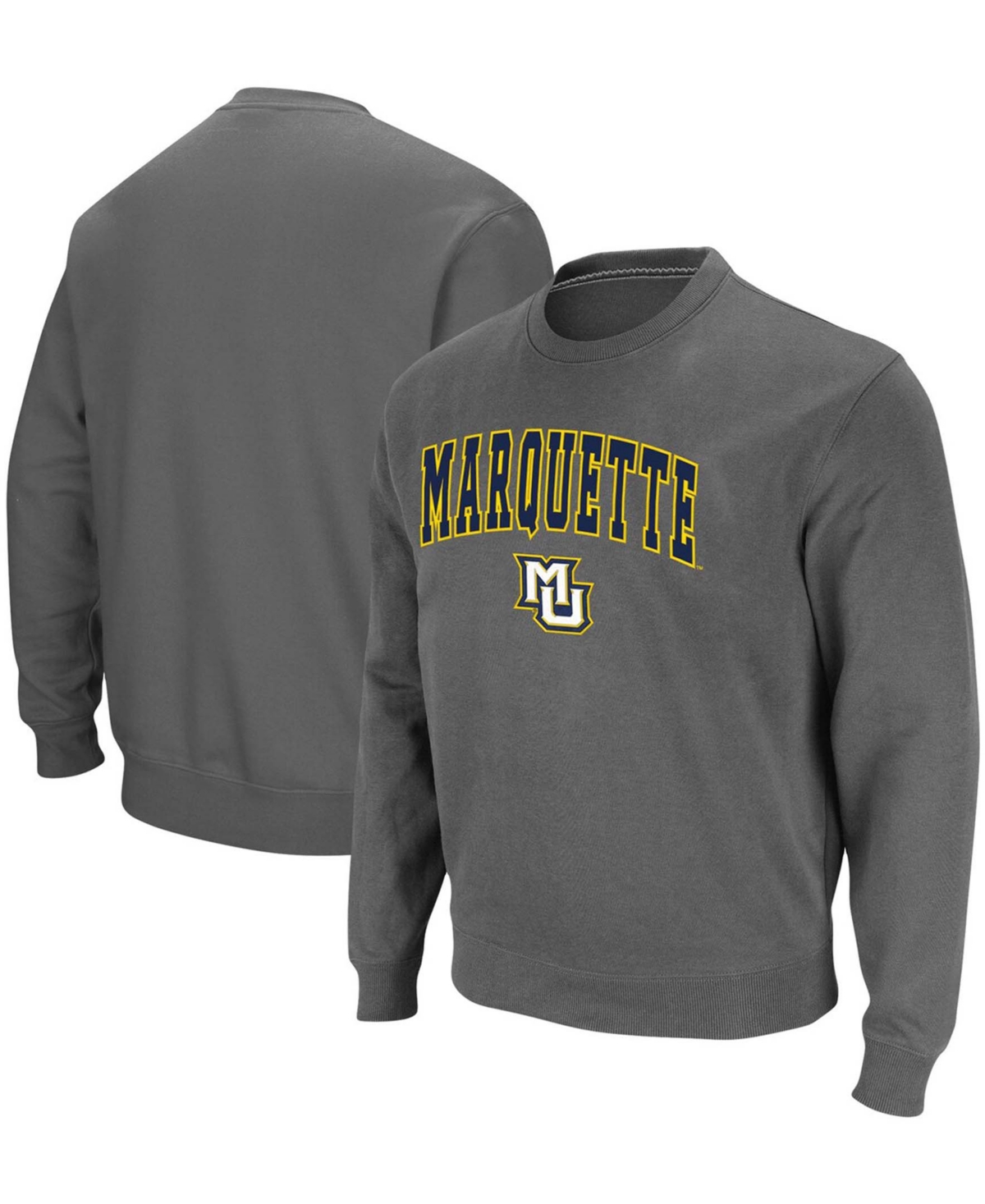Colosseum Men's Charcoal Marquette Golden Eagles Arch Logo Tackle Twill Pullover Sweatshirt In Charcoal