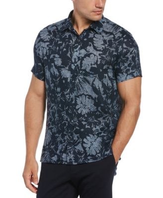 Perry Ellis Men's Short Sleeve Button-Down Shirt – Tropical Palm Leaf Print, Textured Fabric - View #13