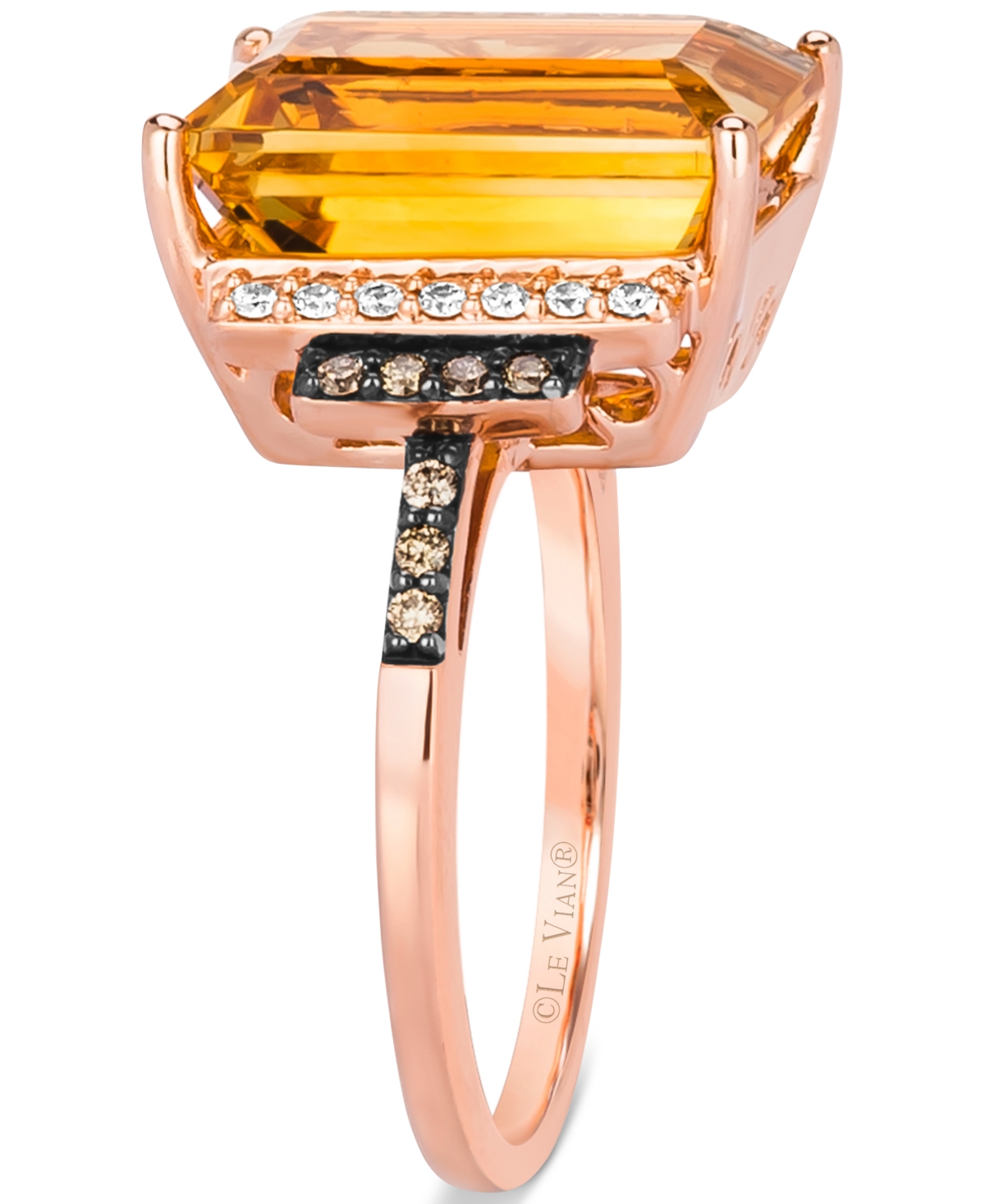 Le Vian Cinnamon(5-3/4 ct. t.w.) & Diamond (1/4 ct. t.w.) Statement Ring in 14k Rose Gold - Citrine