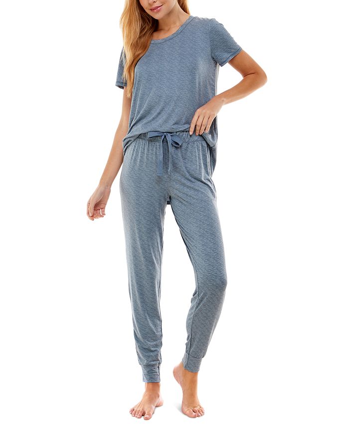 Printed Short Sleeve Top & Jogger Pajama Set