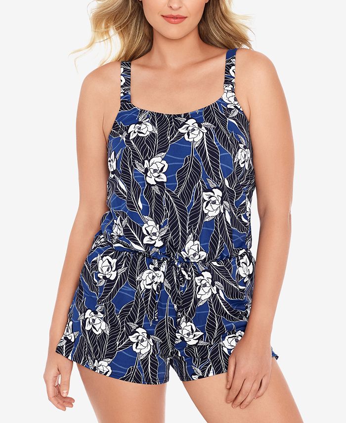 Swim Solutions TummyControl Romper Swimsuit, Created for Macy's Macy's