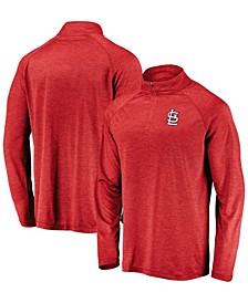 Men's Red St. Louis Cardinals Iconic Striated Primary Logo Raglan Quarter-Zip Pullover Jacket