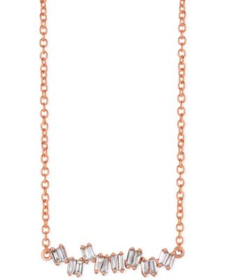 Le Vian - Nude Diamond Baguette Cluster Statement Necklace (1/4 ct. t.w.) in 14k Rose Gold, 18" + 2" extender