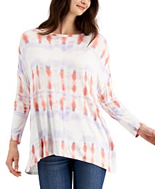 Petite Tie-Dye-Print Oversized Top, Created for Macy's