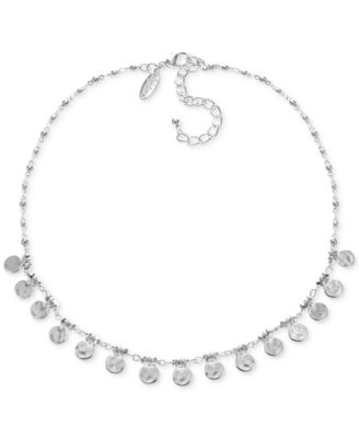 Photo 1 of Style & Co Silver-Tone Bead & Hammered Disc Statement Necklace, 17" + 3" extender, 
