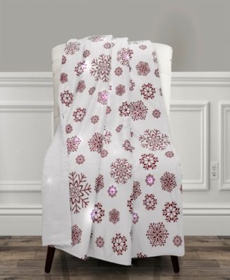 Photo 1 of The Mountain Home Collection LED Snowflake Trees Printed Throw, 50" x 60"