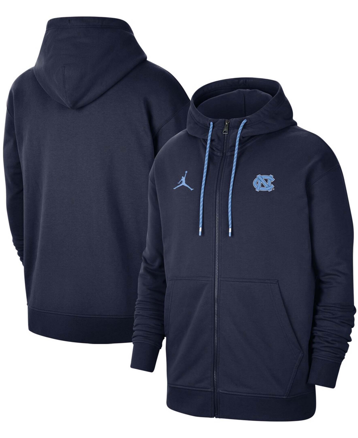 JORDAN MEN'S NAVY NORTH CAROLINA TAR HEELS TRAVEL FLEECE FULL-ZIP HOODIE