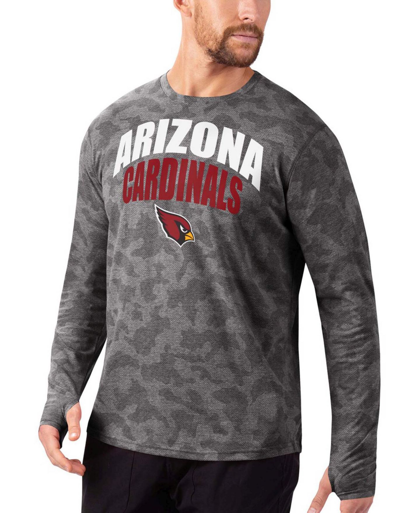 Мужская футболка MSX by Michael Strahan Black Arizona Cardinals Camo Performance Long Sleeve — фото 1