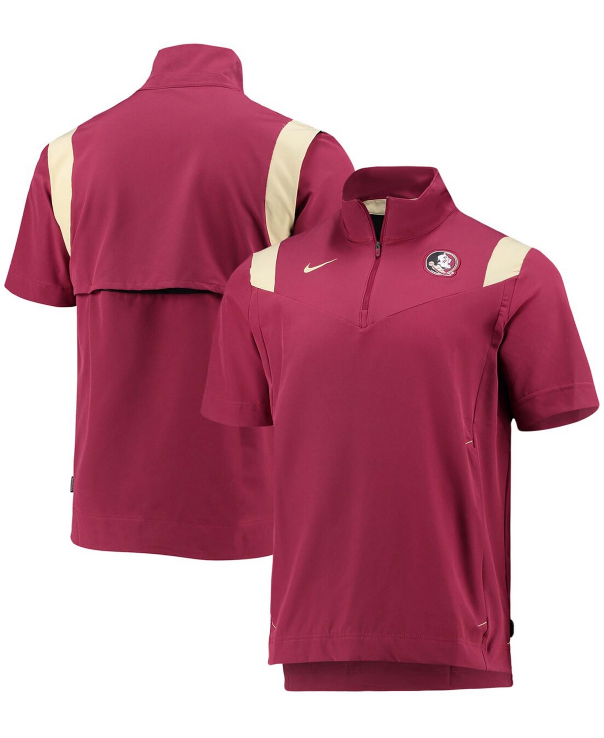Men's Garnet Florida State Seminoles 2021 Coaches Short Sleeve Quarter-Zip Jacket