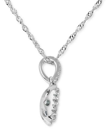 Macy's - Aquamarine (1/2 ct. t.w.) & Diamond (1/10 ct. t.w.) Rectangle Pendant Necklace in 14k White Gold, 16" + 2" extender
