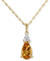 Citrine (5/8 ct. t.w.) & Diamond Accent Pendant Necklace in 14k Gold, 16