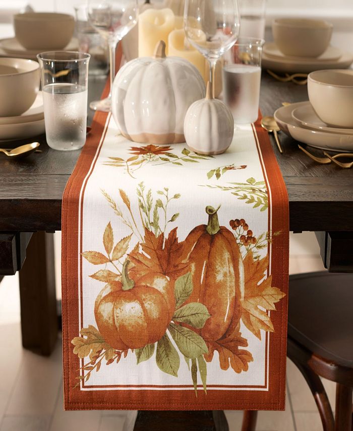 Elrene Autumn Pumpkin Grove Fall Table Runner - Macy's