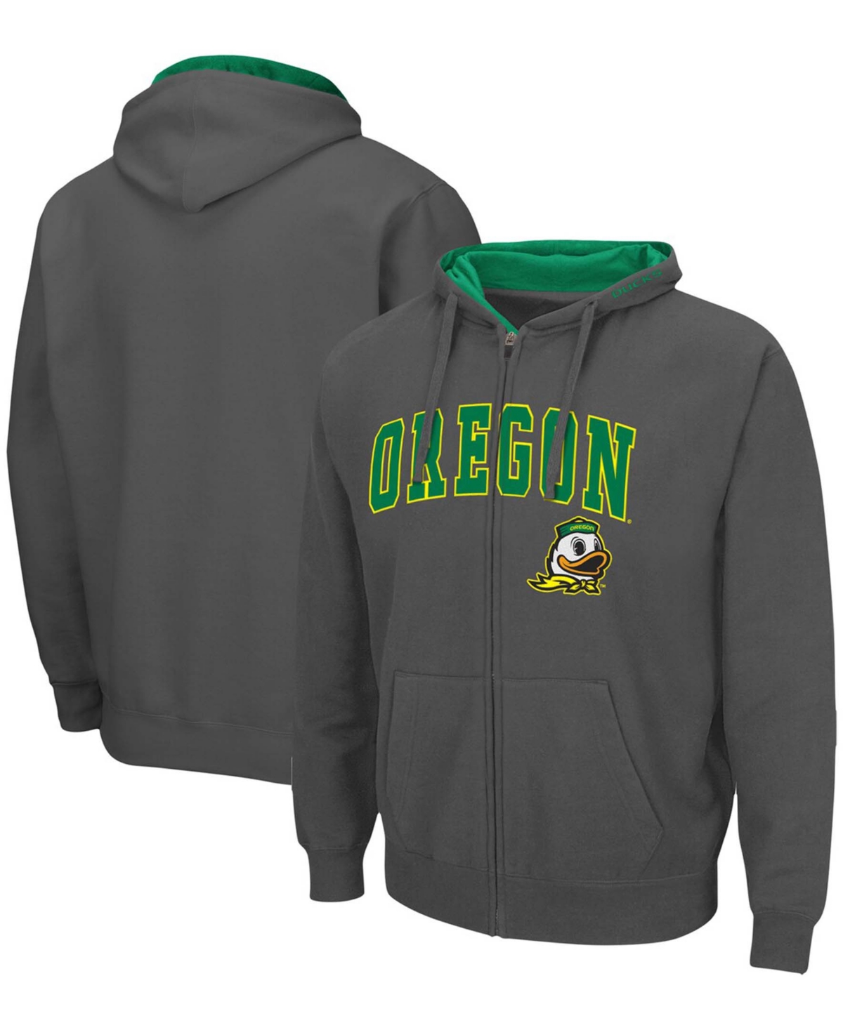Colosseum Men's Charcoal Oregon Ducks Arch Logo 3.0 Full-zip Hoodie In Charcoal