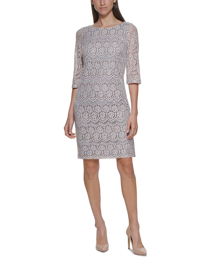 Jessica Howard Petite Sequin Lace Dress - Macy's